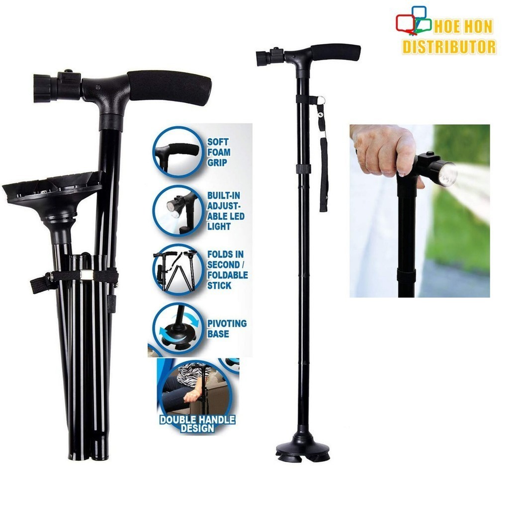 360 Pivot Foldable Walking Stick 1pc Advance Light Weight Crutch Sport Injury Cane Mobility Aid Tongkat Orang Tua JH-424