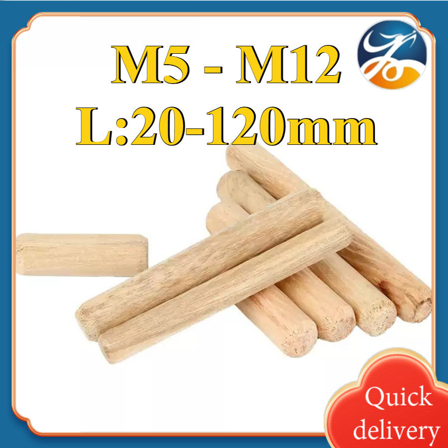 Dowel Pin/Wood Dowel Pin Wood Plug Wood Pin/Round Wooden Stick Wood Dowel DIY Arts Craft/Kayu Spin Sambung M5/M6/M8/M10/M12 (YDY-RM-MY-w)