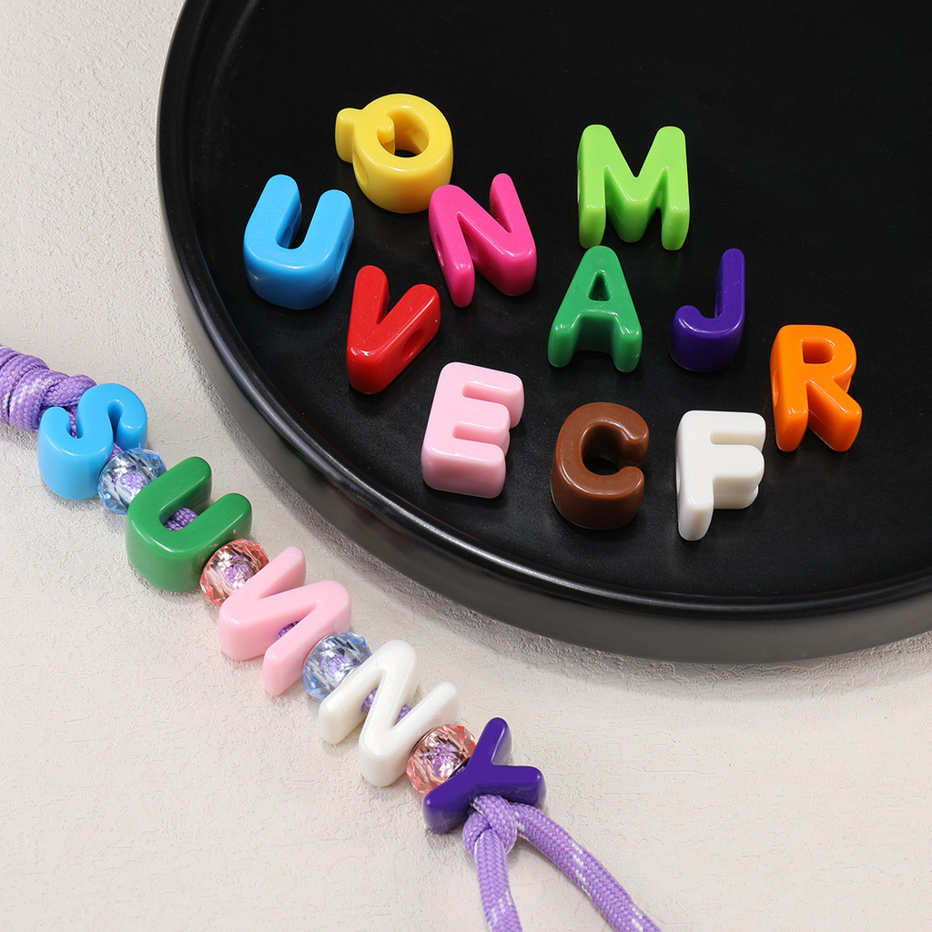 10pcs acrylic colored large hole English letter beads DIY jewelry accessories handmade bracelet bead accessories loose beads