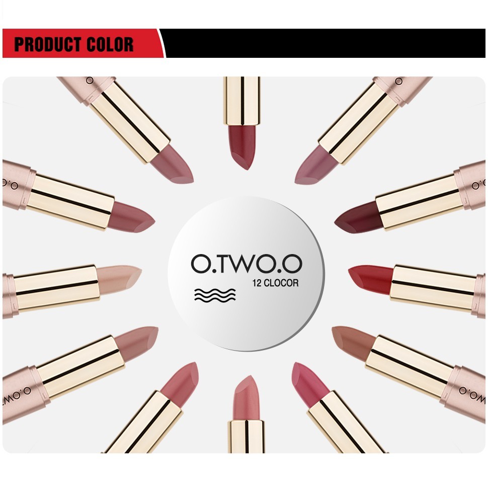 Multi Quality O.TWO.O 12 Color Easy Wear Matte Lipstick & Lip Gloss Versatile Reliable - Image 3