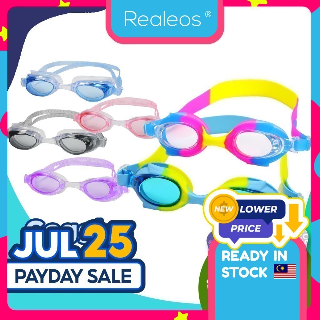 Realeos Kids Anti Fog Swimming Swim Goggles Pool Beach Kid Cermin Mata Berenang Kanak Kanak - R1005