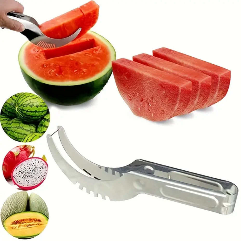 Stainless Steel Fruit Slicer Watermelon Cutter Cantaloupe Split Knife Fruit Cutter Kitchen Tool for Summer Use Penghiris Buah 不锈钢水果切刀