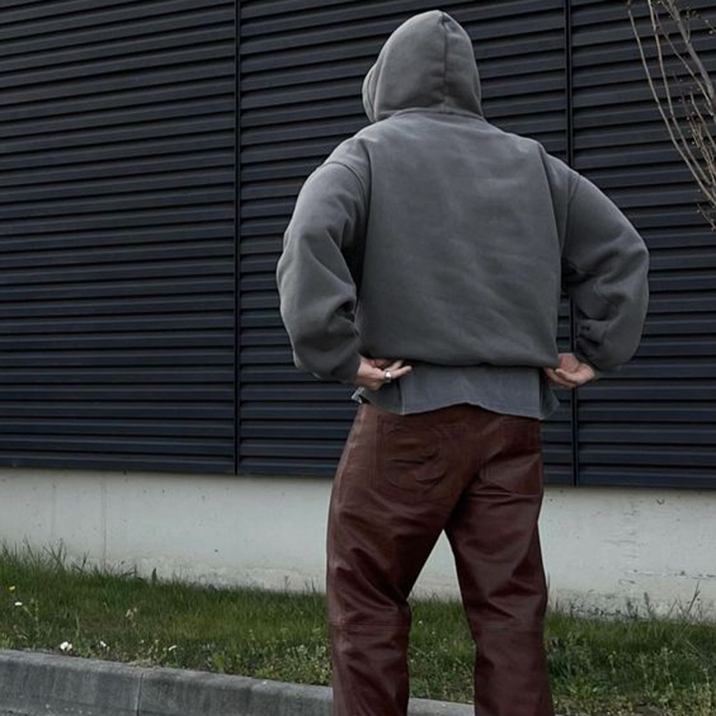 Quality Premium RELUV Local unisex plain boxy hoodie foreign felt 3 colors Jacket crop top form men w Purpose Have - Image 5