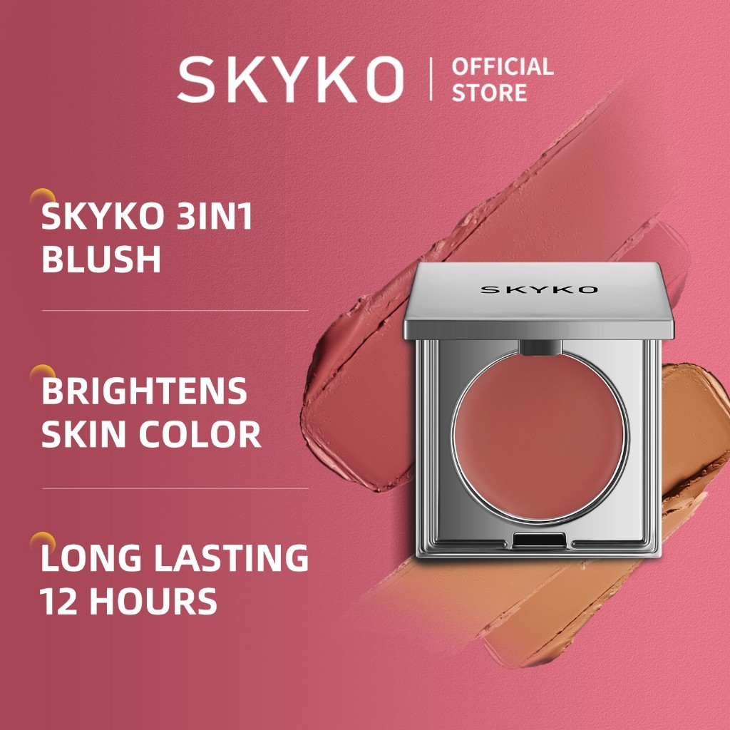 Multi Quality SKYKO 3 1 Makeup Blush Cream Lip & Cheek Face Beauty Bonus Lipstick Brush Durable Have - Image 2
