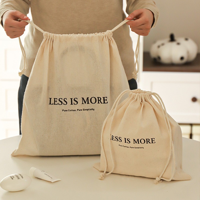 Cotton Linen Gift Pouch Eco Friendly Pure Cotton Drawstring Bag Packaging Jewelry Necklace Lipstick Cosmetic Storage Sachet Print Logo