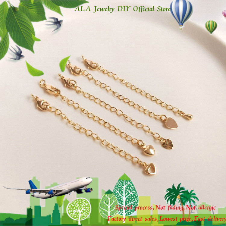 ❤️Jewelry DIY Accessories❤️14K Gold-Plated Color-Preserving Tail Chain Extension Chain Homemade Bracelet Necklace DIY Handmade Jewelry Accessories Handmade Jewelry Materials [Bracelet Necklace Extended Chain]