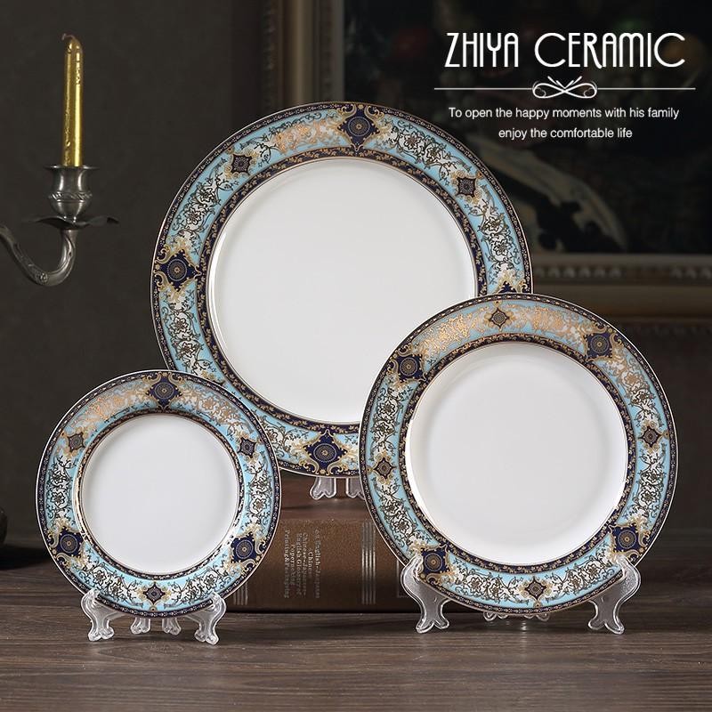 [Vaes] Gift Set 3 pcs Bohemian Blue Luxury Ceramic Plate