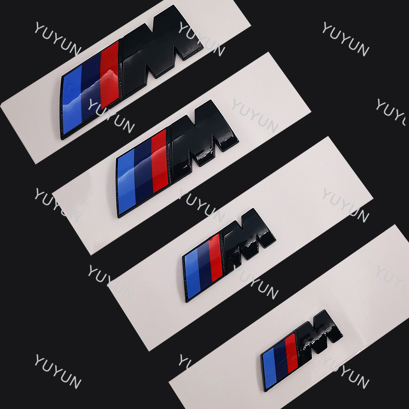 YY Car Sticker BMW M Logo Power Sport E90 M3 M5 M7  Auto Front Grille Emblem Accessories ABS Original Car Material