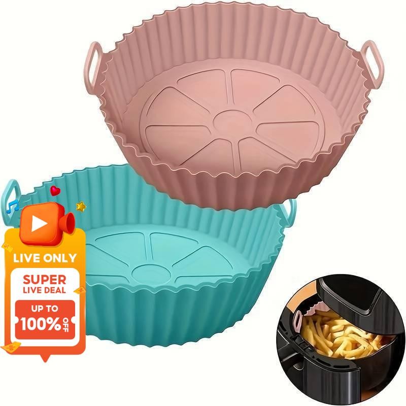 1pc Reusable Silicone Air Fryer Line rs Air Fryer Paper- Non-Stick Baking Trays for Healthy Cooking - Oven Safe Accessories for Kitchen Gadgets and Home Cooking