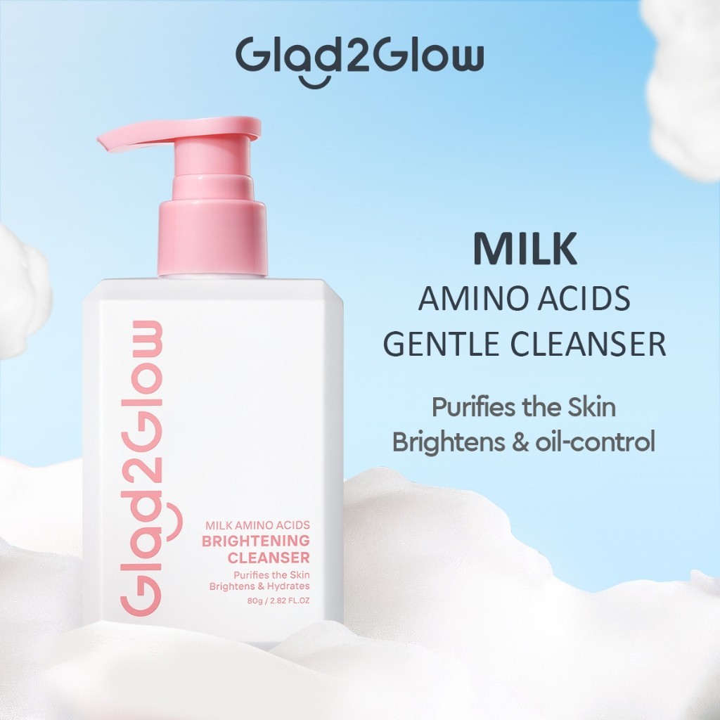 【Men skincare】Glad2Glow Milk Amino Acid Gentle Men Face Wash Cleanser Oil-Control Deep cleaning/ Pencuci Muka(80ml)