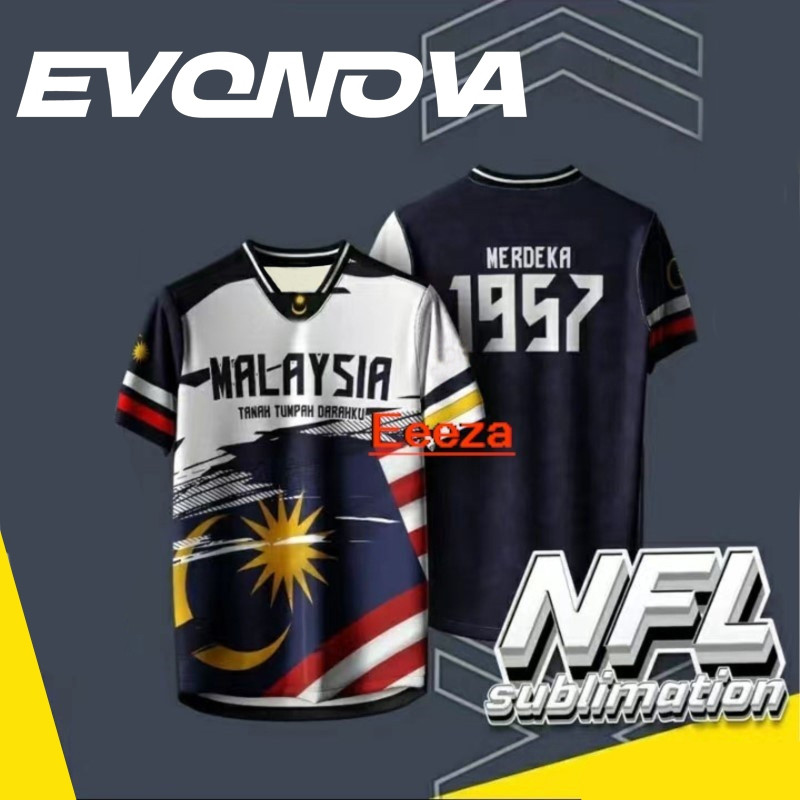 EvoNova NFL JERSEY MERDEKA 2024 LYCRA NFL Jersey T-shirt Men's Short Sleeve Full Sublimation Microfiber Viral Jersey Unisex Streetwear