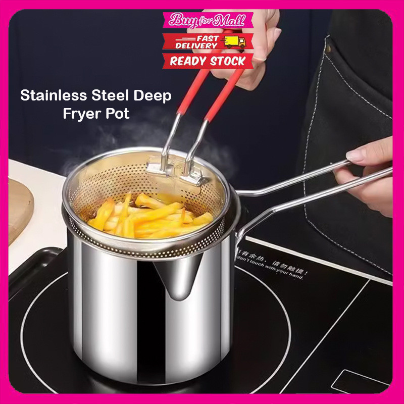 Deep Frying Pot Kitchen Fryer With Strainer Stainless Steel Fryer Pan Fry Pot Chicken Fried Chicken Cooking Tools