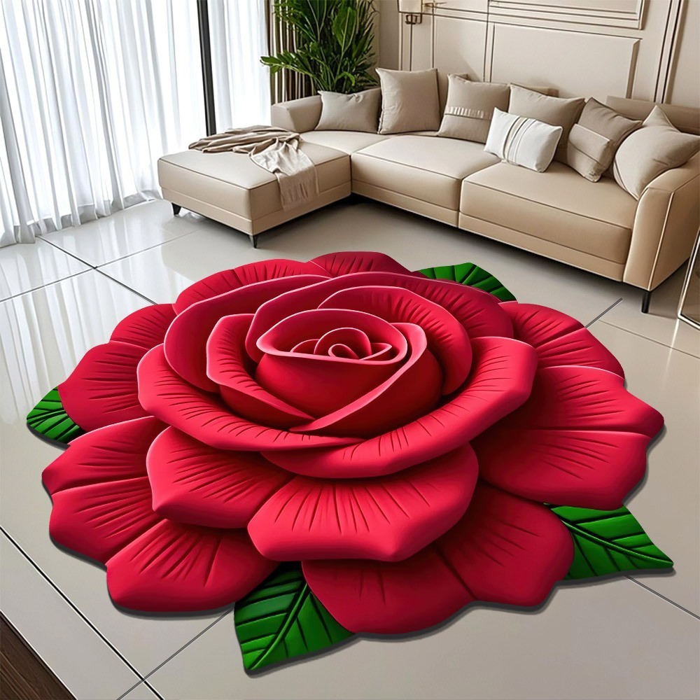 Luxury TexturedFlower Pattern 3D Carpet - Cozy Floor Mat for Kids Room/Bedside Easy Clean Soft(4 Sizes)60cm-120cm