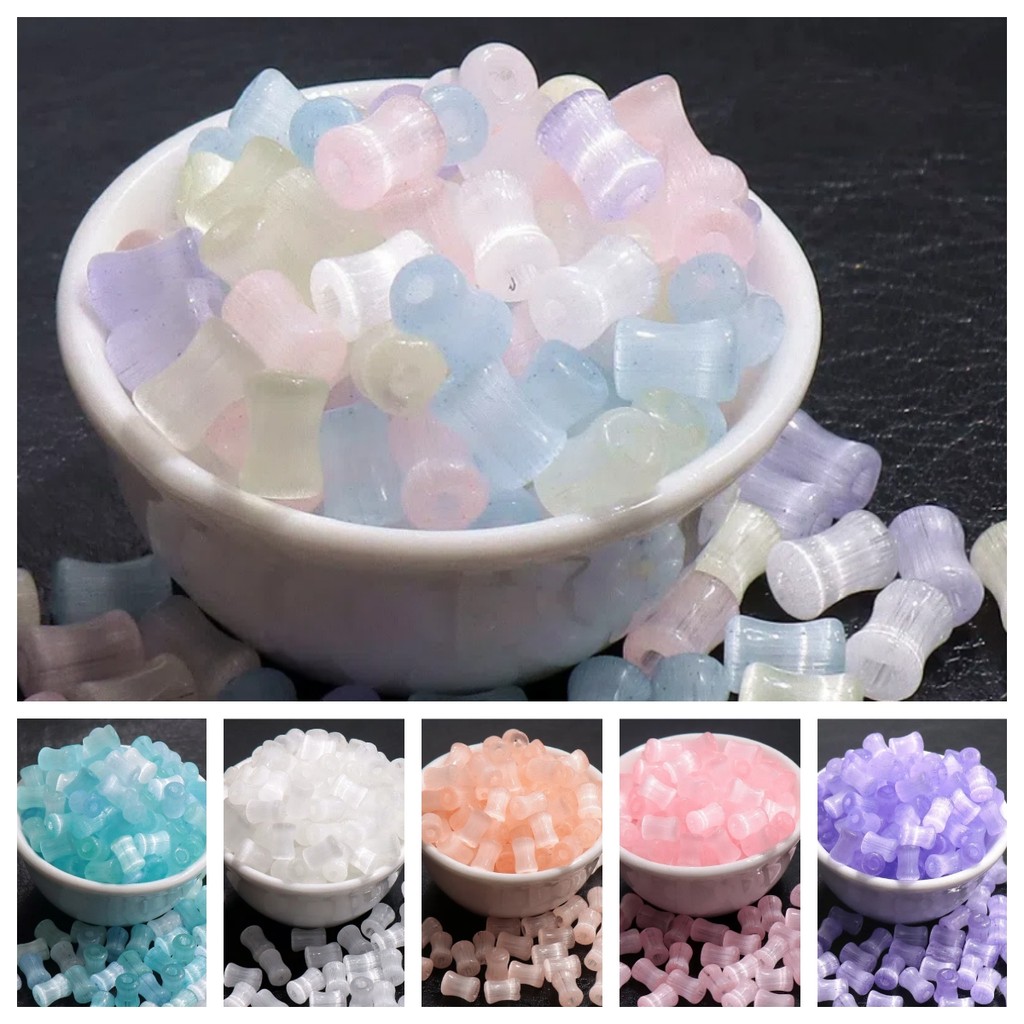 6x4mm brushed cat's eye bamboo glass rice beads handmade diy beaded bracelet necklace jewelry accessories 50 pieces