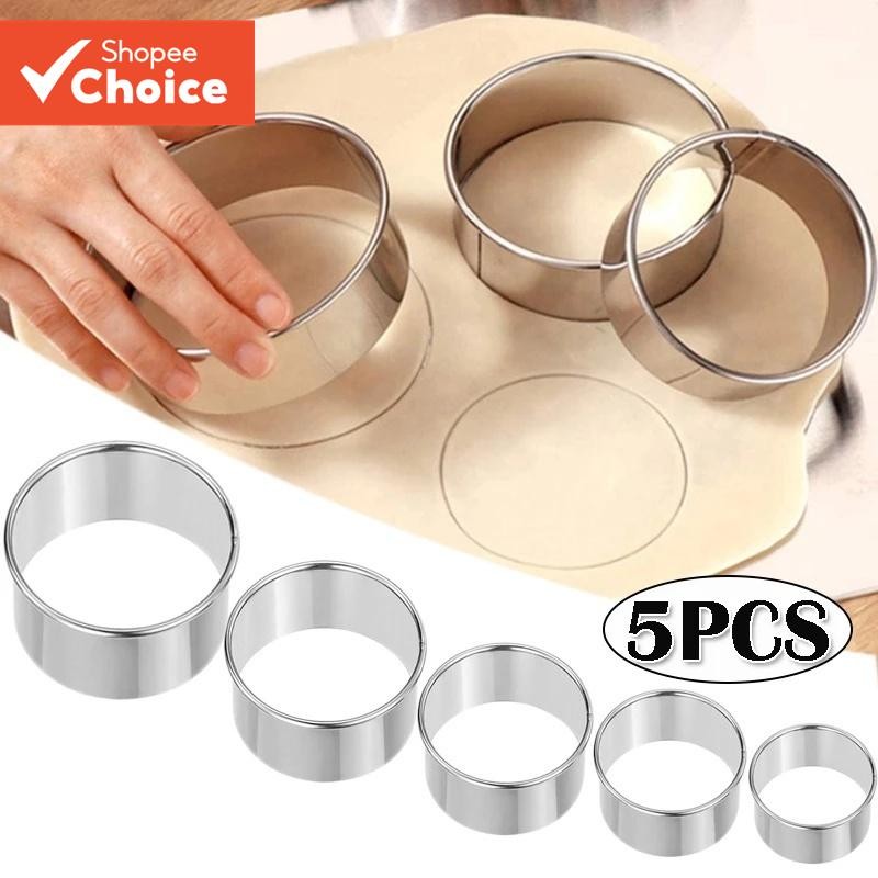 5pcs/set Stainless Steel Round Cookie Biscuit Cutters DIY Pastry Cake Circle Metal Baking Molds Kitchen Accessories