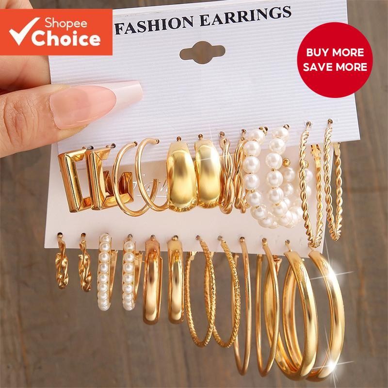 Vintage Gold Hoop Earrings Hypoallergenic Women Jewelry Gift Trendy Elegant Boho Style