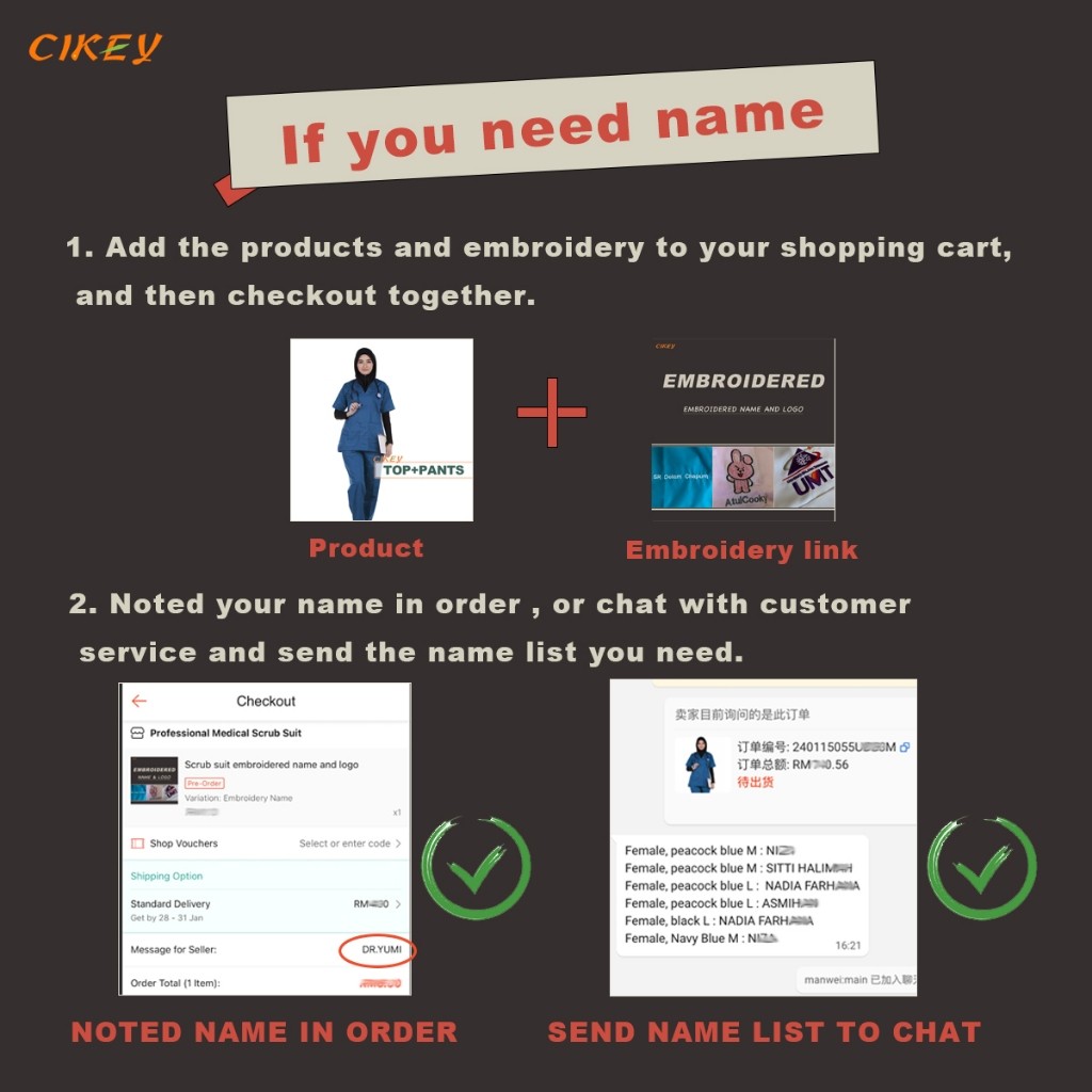 Essential Must Scrub Suit Baju Medical Embroidered Name Logo Female Male - Image 4