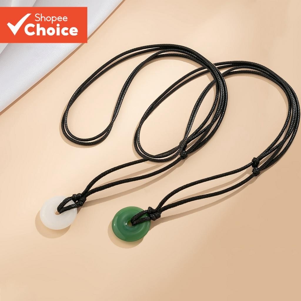 Trendy Rope Chain Necklace with Chinese Ping Buckle Pendant Health & Safety Couple Jewelry