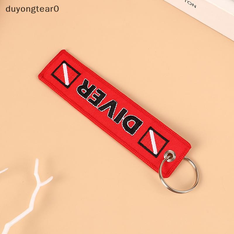 (duyongtear0) Car Keychain Embroidery DIVER Keychains Tag Key Holder Fobs ATV Keyring Bag Luggage Tag Travel Diving backpack Bag Flag new
