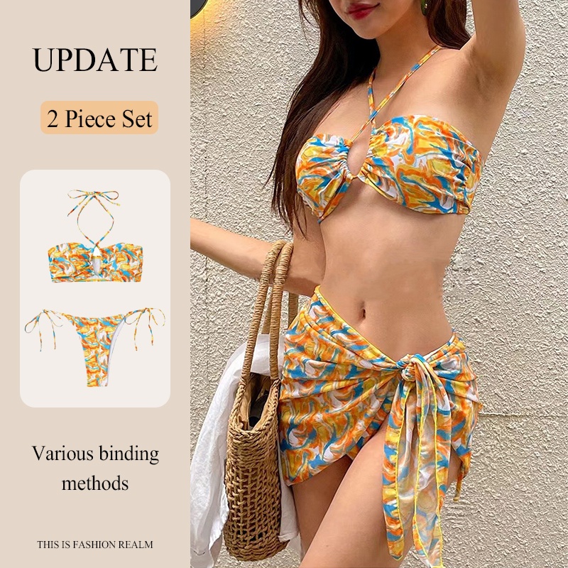 Swimsuit Women's European and American Split Color Printing Fashion Wear Two-piece Women's Swimsuit Hot Spring Beach Sexy Bikini Set