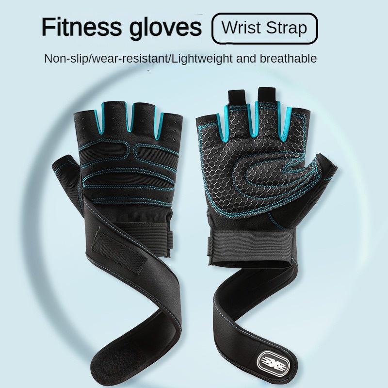 Fitness half finger men's equipment training sports wrist gloves women's breathable non-slip wear-resistant exercise spinning bicycle sports riding shock-absorbing breathable SKPS