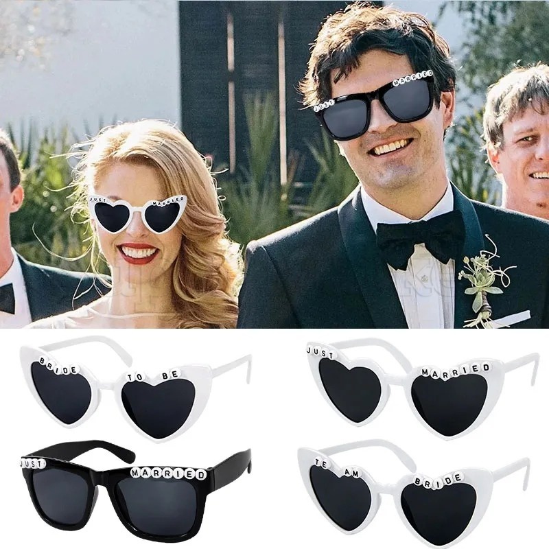 Anti-glare Eyewear / Wedding Party Decoration Supplies / Just Married Sunglasses / Sweet Bride Heart Glasses / Fashionable Couples Protection Shades /