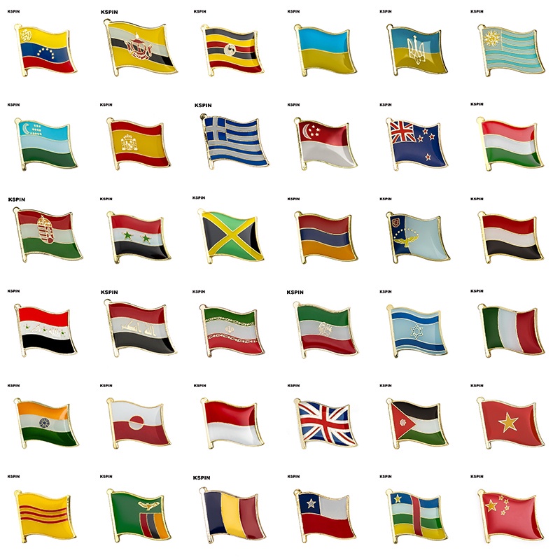 2023 Brunei Uganda Ukraine Uruguay Uzbekistan Spain Greece Singapore New Zealand Hungary Armenia Iraq Flag Badge Lapel Pins Brooch