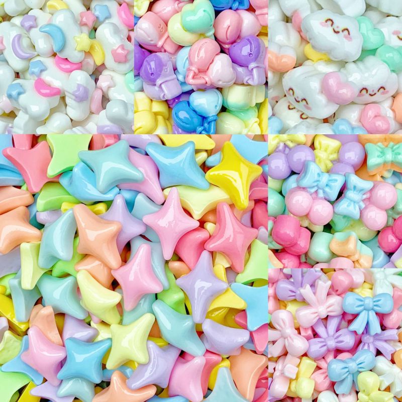 10PCS/SET Mini Four Cornered Star Cloud Resin Flatback for Nail Enhancements Earstuds Hair Clips Headwear Accessories Materials