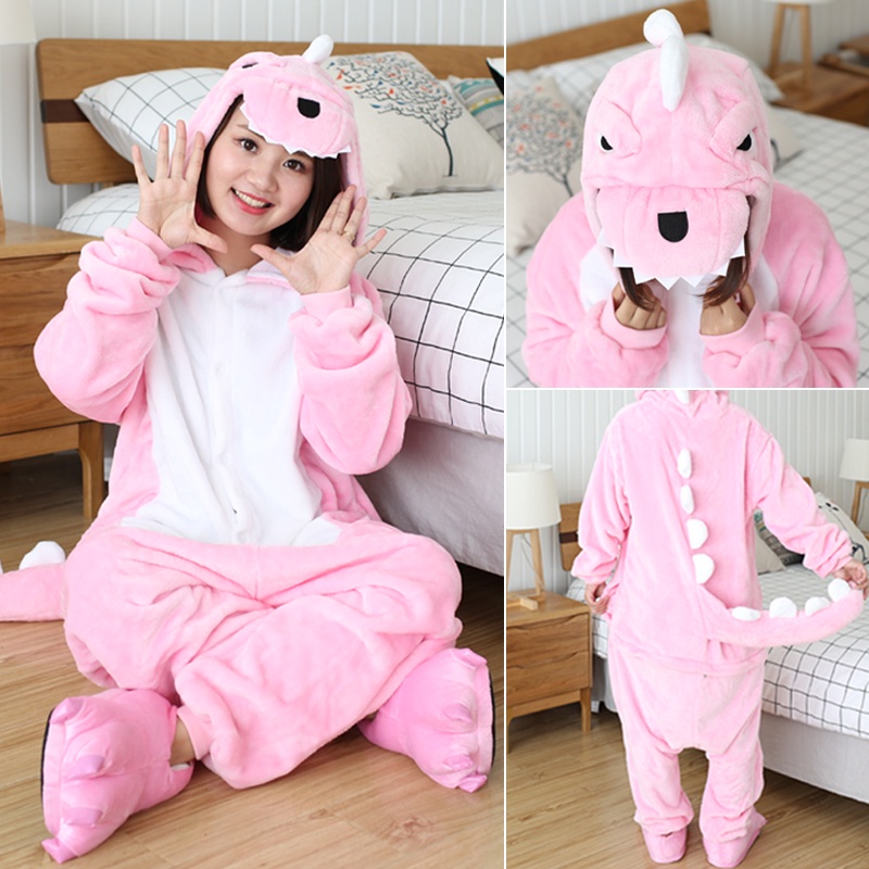 Purpose Have Kigurumi Dinosaur Cartoon Animal Cosplay Costume Flannel Pajamas Women Men Sleepwear Onesies Homewear Ni... - Image 3