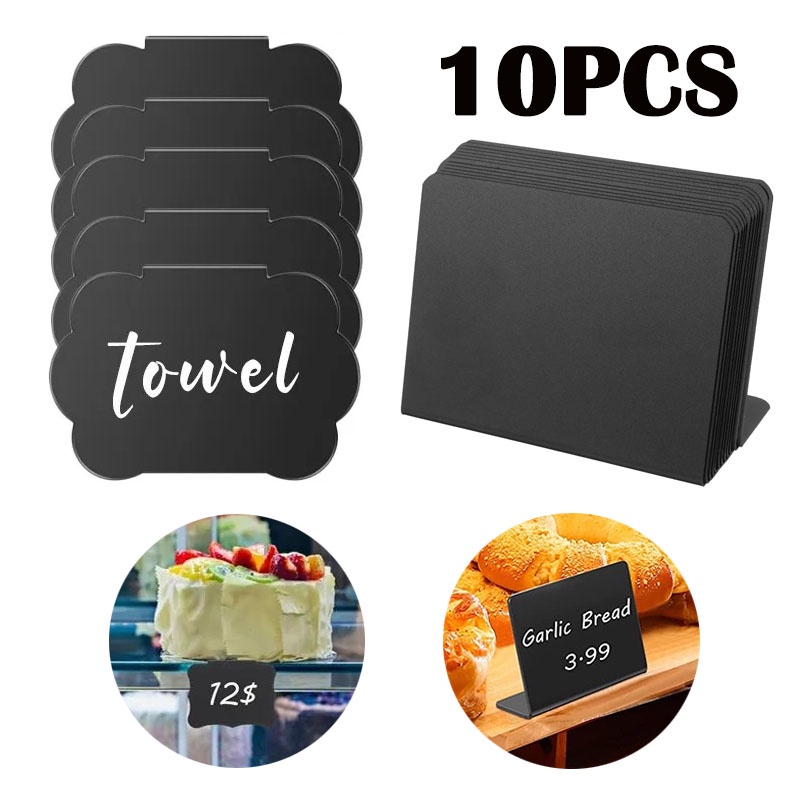[4 Styles] Mini Chalkboard Price Tag Price Lable PVC Blackboard Chalkboard Stand Holder Papan Hitam MIni Shop Menu Tag