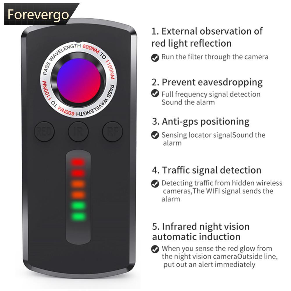 FOREVERGO Anti Tracker Hidden Camera Detector Wireless RF Signal Bug Detector Infrared GPS Search Gadget Automation Alarm L5W1