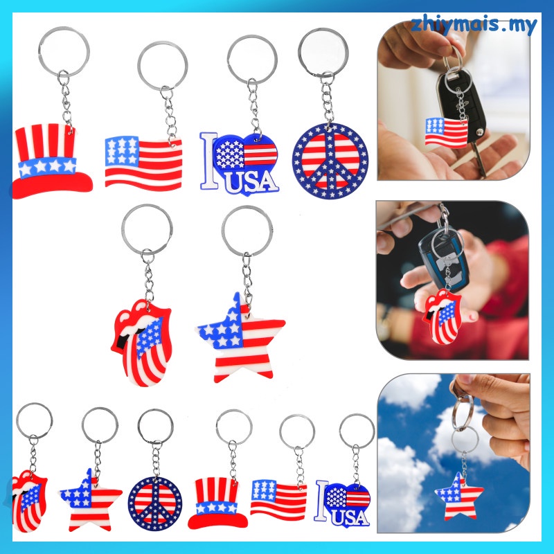 12pcs Birthday Party Usa Accessories Souvenir Gifts Patriotic Party Supplies for Decor Purse Key Bag zhiymais