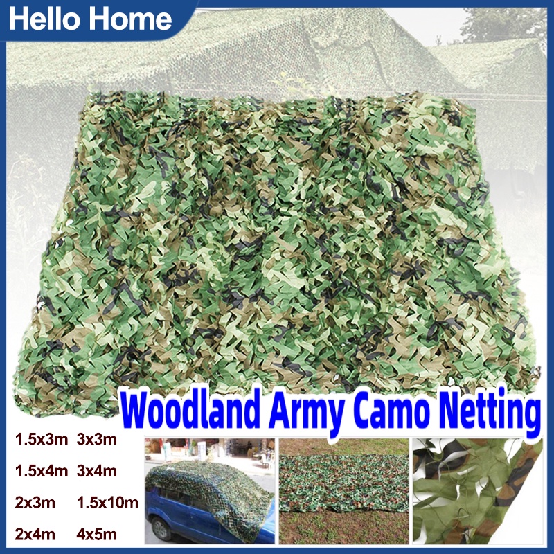 Ready Stock Camouflage Net Woodland Army Camo Netting Camping Sun Outdoor Shelter Tent Shade Car Cover Forest Landscape