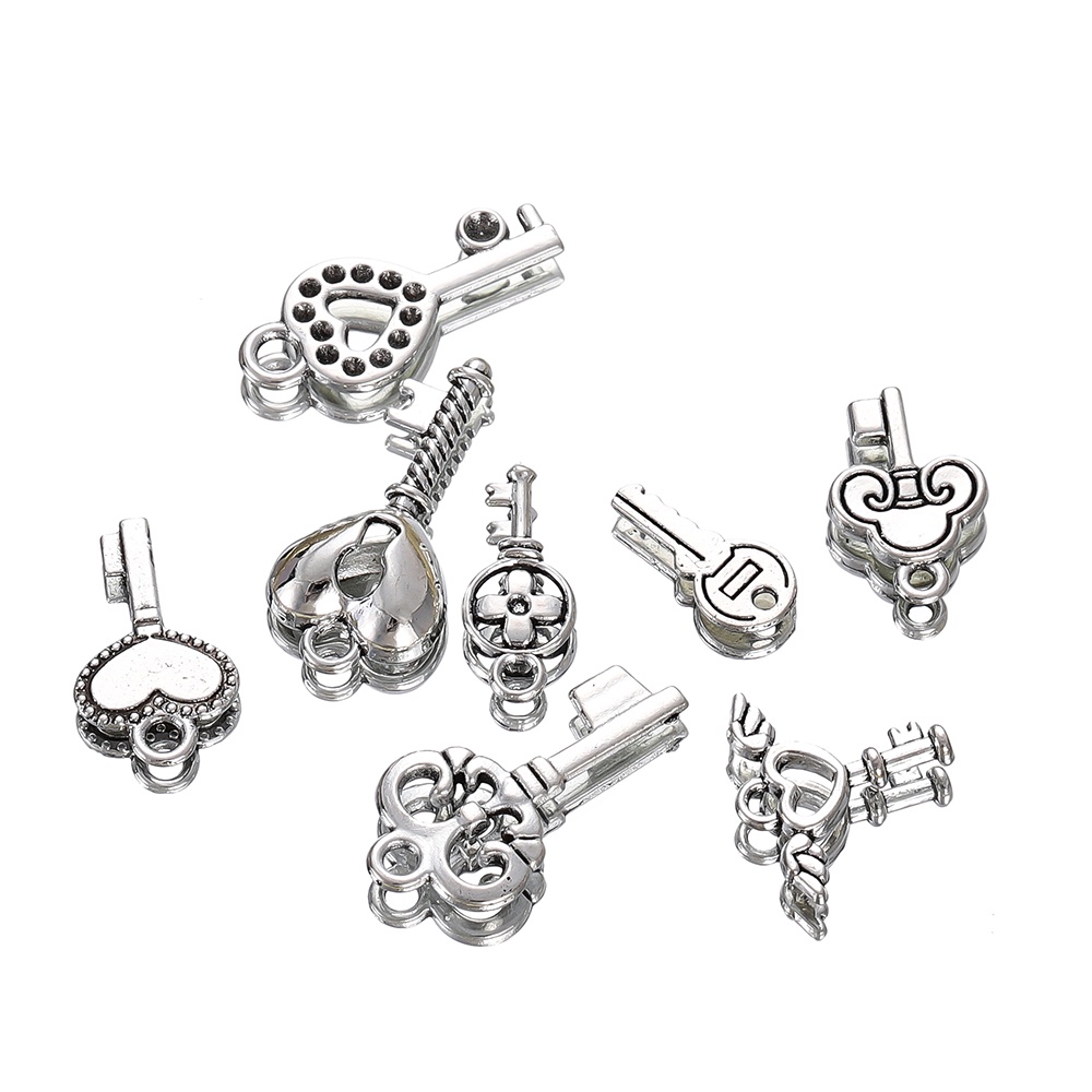 St.kunkka 10pcs Retro Key Pendant Antique Silver Love Key Pendant Angel Wings Love Pendant for DIY Jewelry Making Bracelet Necklace