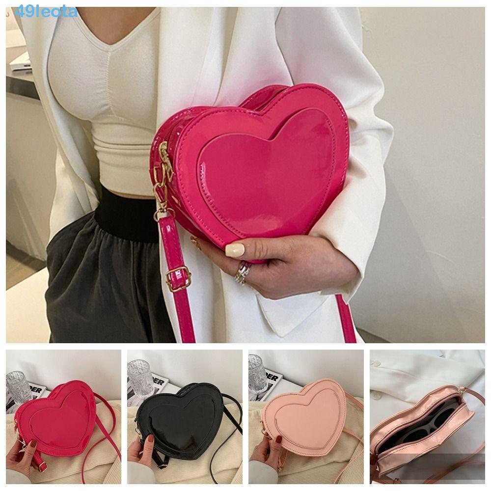 LEOTA Peach Heart Shaped Handbags, Pink Love Heart, Cute Shoulder Bag Crossbody Bag Adjustable Shoulder Strap Outdoor
