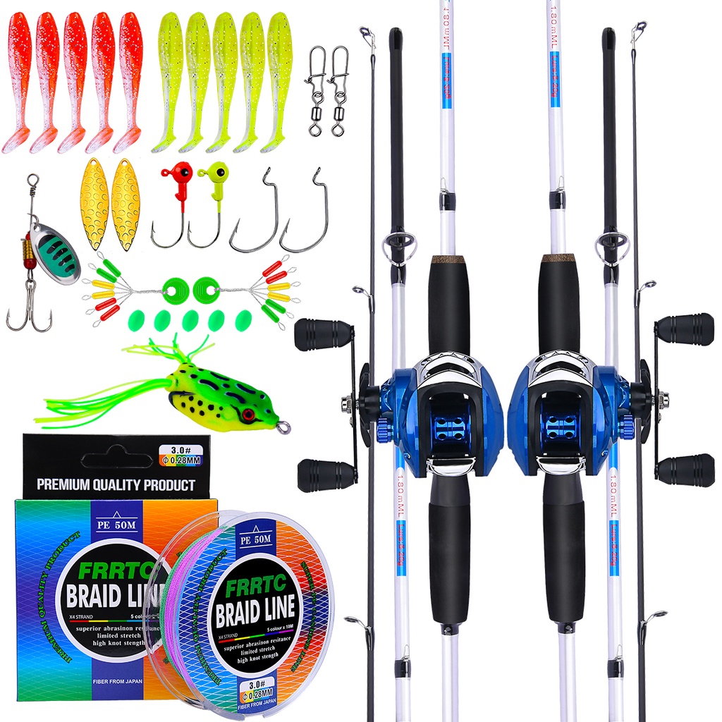 Fishing Set Fishing Rod Fishing Reel Combo 1.6/1.8m Carbon Casting Fishing Rod M Power 18+1BB Baitcasting Fishing Reel