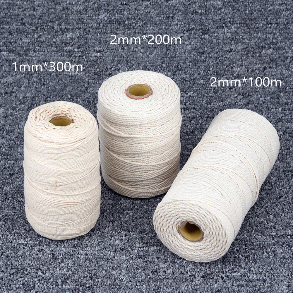 Must Multi 200m 1mm/2mm Beige Cotton Rope Twisted Cord Beading Macrame Knitting Craft Durable - Image 5