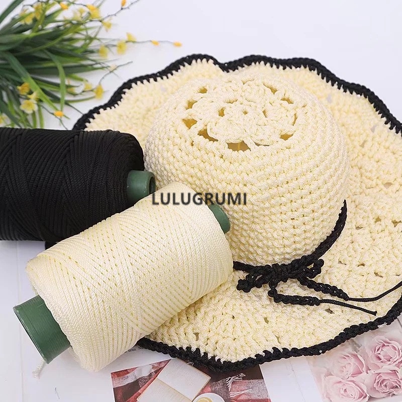 Casual Trendy (Big) Benang kait 3mm Rolled Crochet Nylon Shiny Yarn Ice PP hollow Cord Macrame,Crochet bags,hats Dail... - Image 2