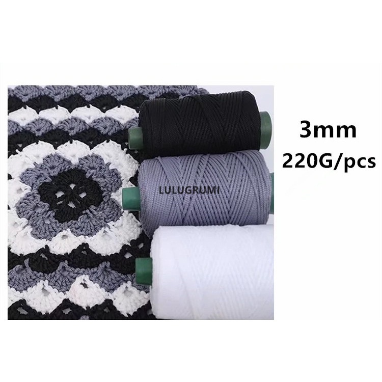 Casual Trendy (Big) Benang kait 3mm Rolled Crochet Nylon Shiny Yarn Ice PP hollow Cord Macrame,Crochet bags,hats Dail... - Image 3