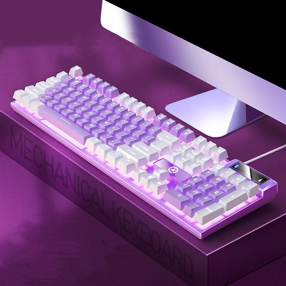 Premium Essential GLENES Mechanical Keyboard Pink White 1PC E-sports Waterproof 104 Keys Anti-ghosting Light-Emitting... - Image 2