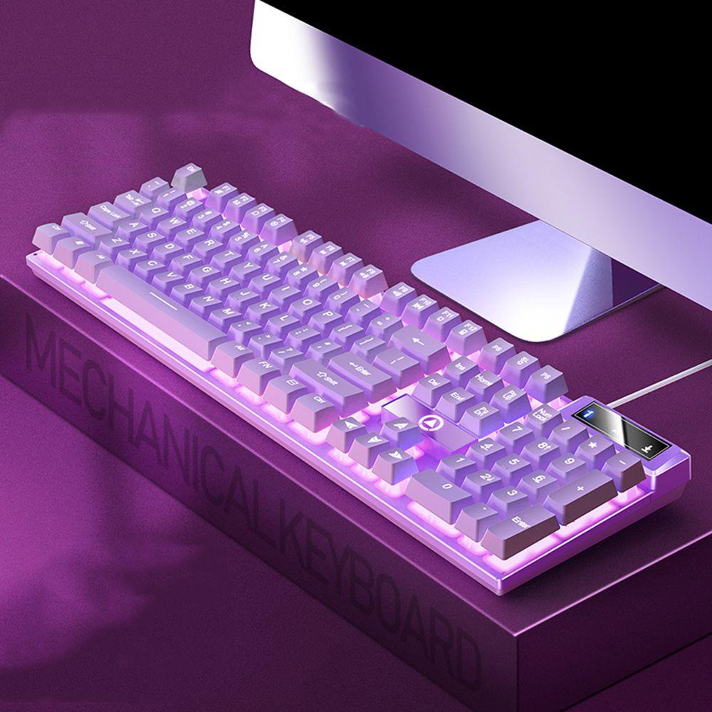 Premium Essential GLENES Mechanical Keyboard Pink White 1PC E-sports Waterproof 104 Keys Anti-ghosting Light-Emitting... - Image 5