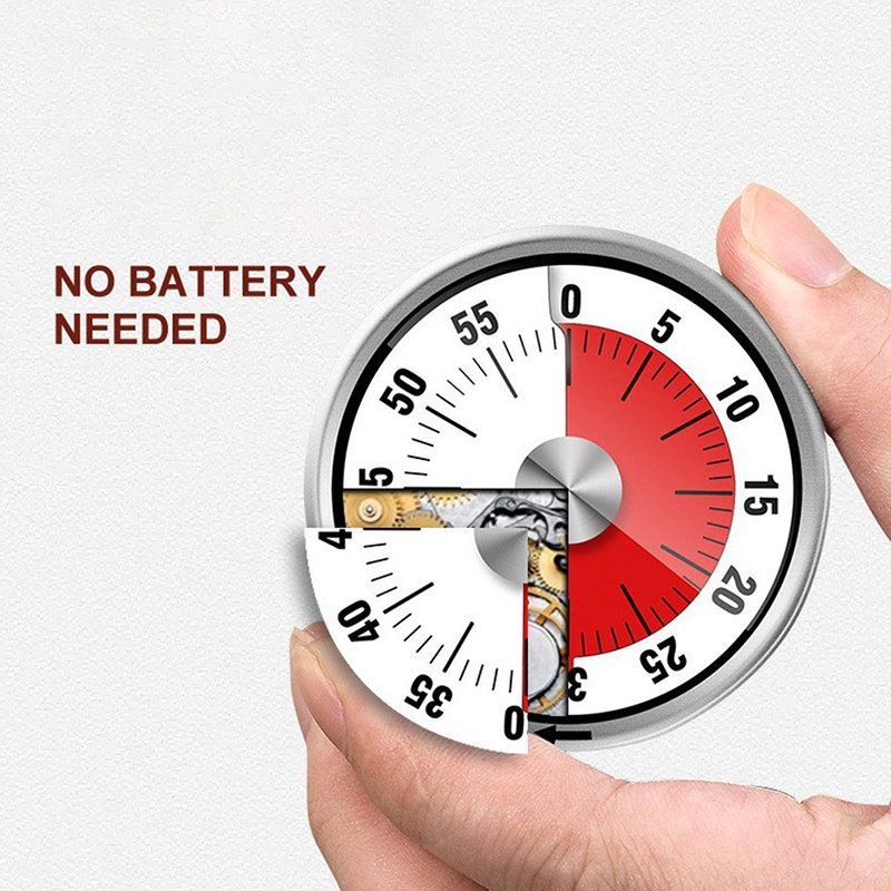 Food Chef KIPRUN Kitchen Timer Magnetic Mechanical Manual Digital 60-Minutes Alarm Stainless Steel Cooking Baking - Image 2