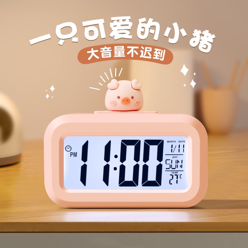 Reliable Durable Multifunctional Backlight LED Digital Alarm Clock Cute Piggy Shape Desktop Timer Bedroom Decoration ... - Image 4