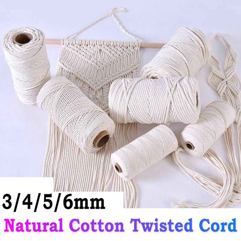 Quality Durable 3mm 4mm 5mm 6mm Macrame Rope Natural Beige Twisted String Cotton Cord Hand Craft DIY Home Decorative ... - Image 3