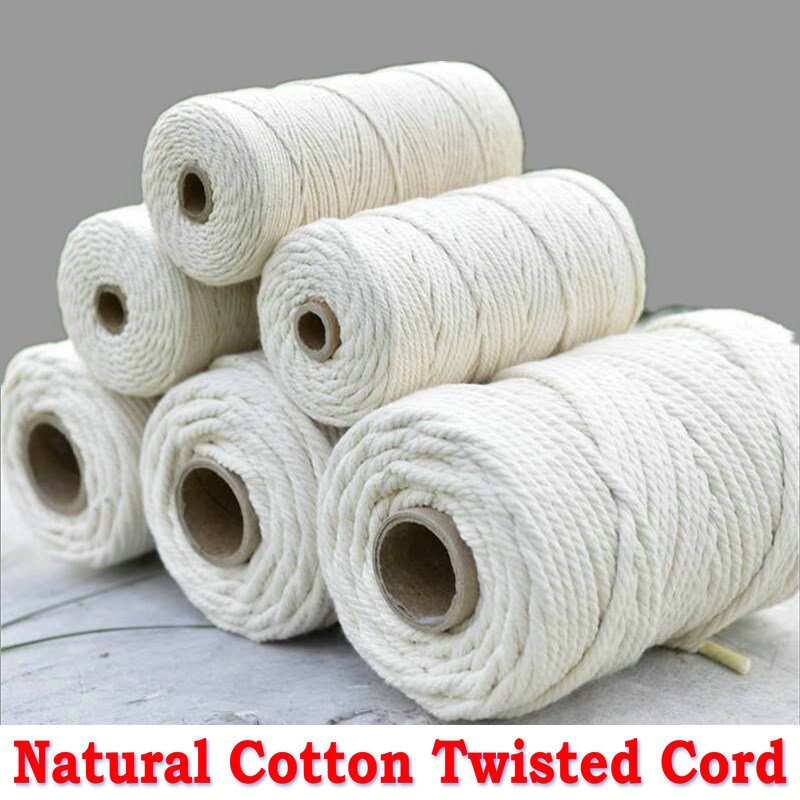 Quality Durable 3mm 4mm 5mm 6mm Macrame Rope Natural Beige Twisted String Cotton Cord Hand Craft DIY Home Decorative ... - Image 4