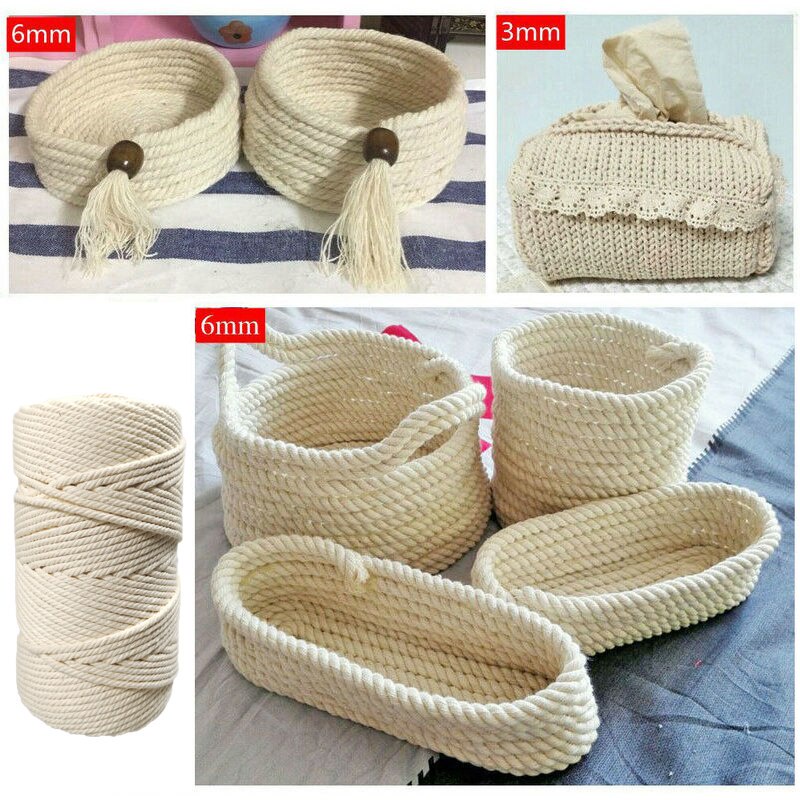 Quality Durable 3mm 4mm 5mm 6mm Macrame Rope Natural Beige Twisted String Cotton Cord Hand Craft DIY Home Decorative ... - Image 5