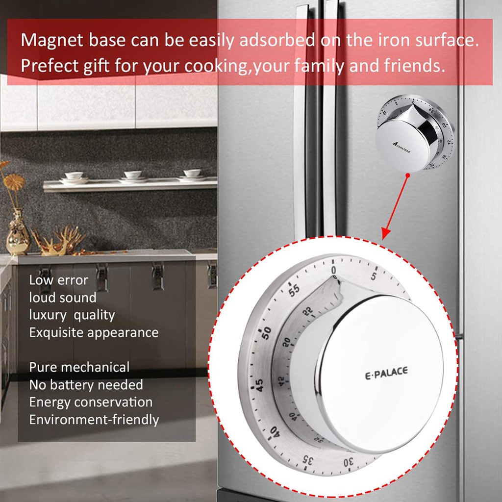 Meal Home Magnetic Kitchen Timer Loud Alarm No Batteries Required Countdown Cooking Tools Mechanical Learning Clock B... - Image 3