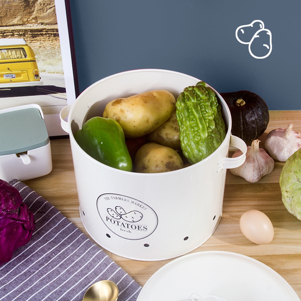 Cooking Meal Set of 3 Antique Potato Onion Kitchen Storage Canisters Jars Pots Containers Potatoe Garlic Bin Caddy - Image 5