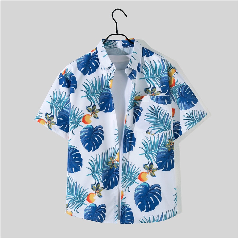 Must Multi Hawaiian Beach Pants Men Half-sleeved Flower Shirt Casual Suit Loose Middle Couple Travel Vacation Outfit ... - Image 3