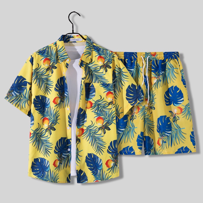 Must Multi Hawaiian Beach Pants Men Half-sleeved Flower Shirt Casual Suit Loose Middle Couple Travel Vacation Outfit ... - Image 5